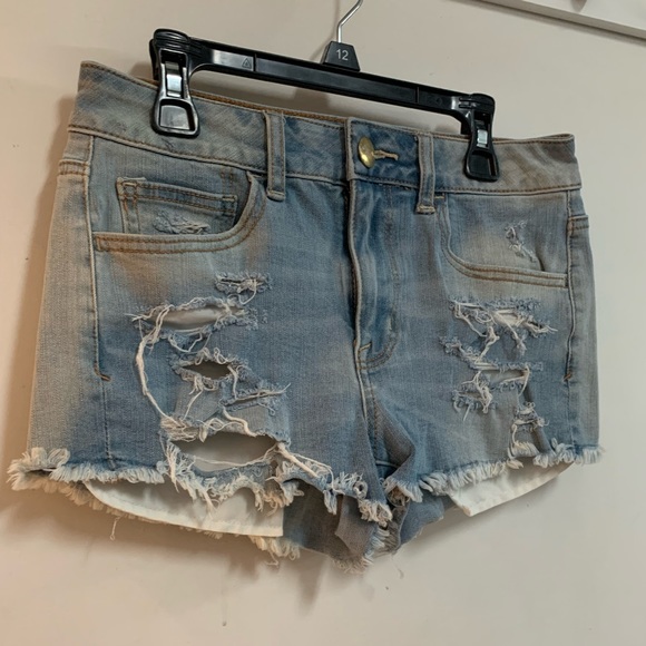 America Eagle High Rise Shortie Jean Shorts - Picture 3 of 9